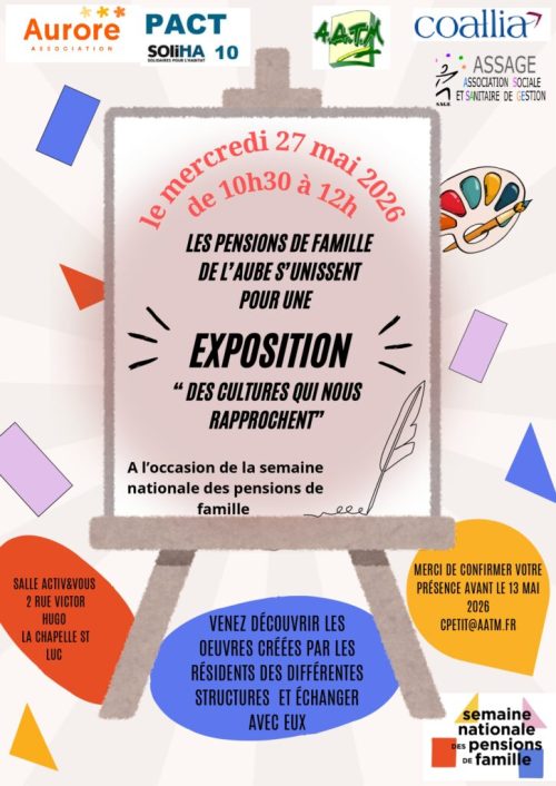 🎨SNPF de l’Aube – Exposition des talents Dans le cadre de la semaine nationale, les équipes et résidents se mobilisent autour de l’exposition « Des cultures qui nous rapprochent ». Un projet collectif valorisant les créations et favorisant les échanges entre professionnels, partenaires et résidents.